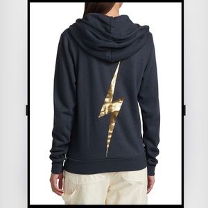 Aviator Nation gold bolt zip hoodie
